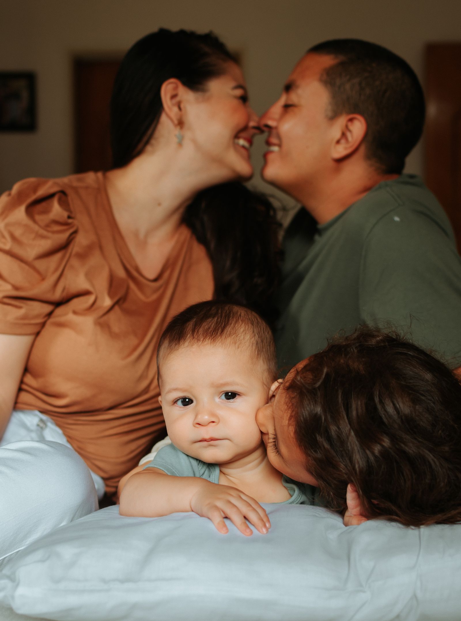 A family spending time together at home